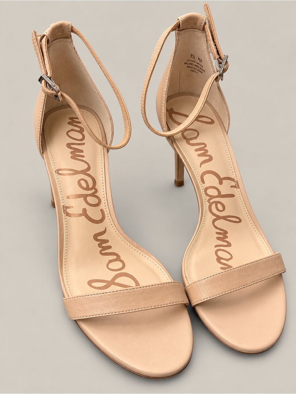 Sam Edelman Patti Nude Leather Ankle Strap Heels Sandals Women’s 8M